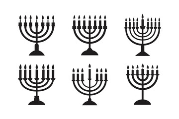 menorah candles vector art silhouette