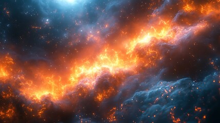 Naklejka premium Spectacular space scenery with burning clouds high resolution picture