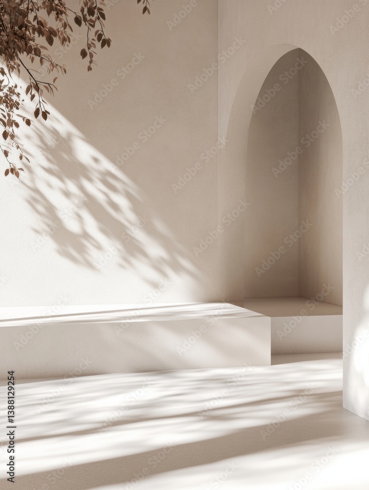 Leinwandbilder Sophisticated abstract background showcasing soft 3D shadows on a smooth white surface, designed for elegant minimalism
