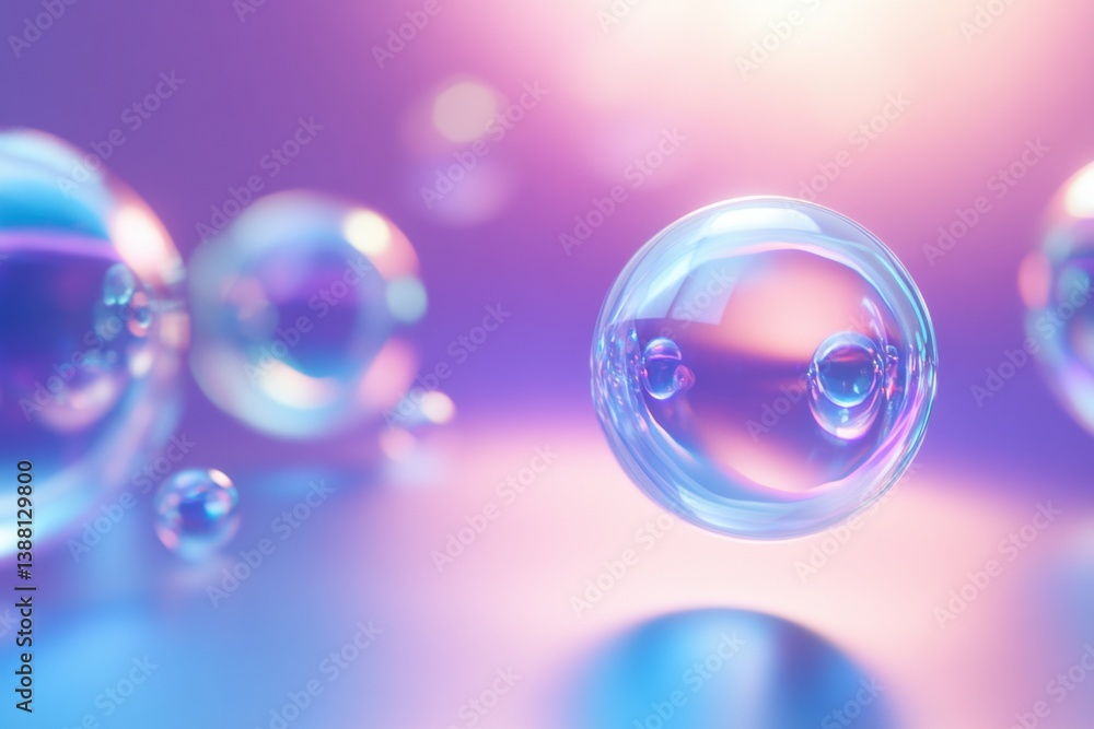Poster floating holographic spheres create a mesmerizing futuristic digital art composition in glowing refl