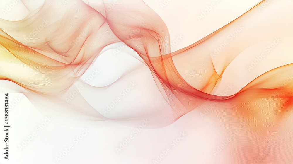 Poster abstract flowing ribbons in shades of orange and yellow against a white background create a soft eff