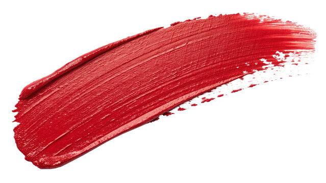 red paint brush strokes isolated stroke of vibrant red paint on white