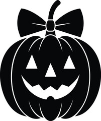  Pumpkin with bow tie silhouette illustration