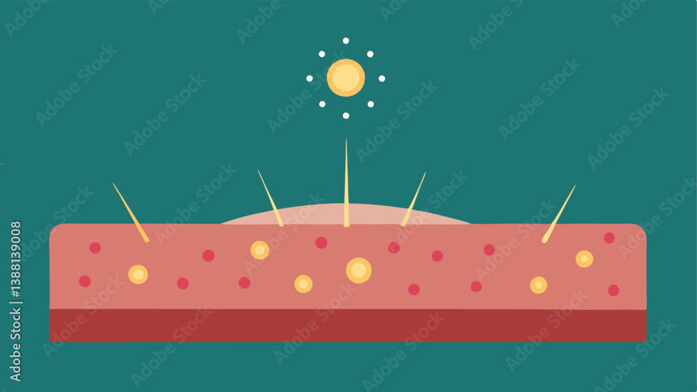 Poster nanoparticles on skin surface an illustration showing a closeup of with tiny glowing nanoparticles e