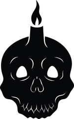 Skull with candle on top silhouette