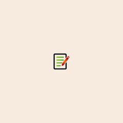 Pencil with paper icon flat vector design. 