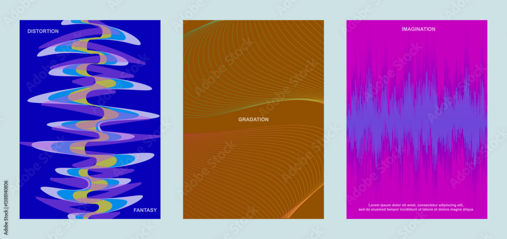 Poster abstract wave line poster background. set cover card with geometric shapes. modern gradient texture.