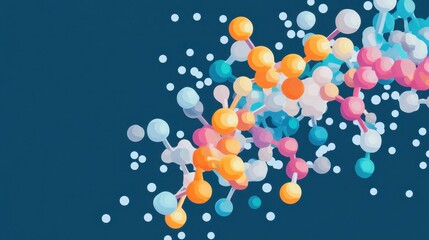 Colorful Molecular Structure on Dark Background