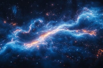 Obraz premium Nebula in deep space with glowing blue and pink interstellar clouds