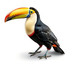 Naklejka premium Vibrant Toucan's Tropical Portrait: A vivid illustration of a toucan, flaunting its colorful beak and striking plumage in a display of tropical beauty.