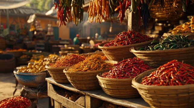 A vibrant display of potol in a traditional market setting