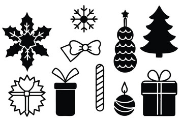 Fototapeta premium December, calendar, holly, postcard, hat, reindeer, angel, clip art, colors, cut out, greeting, icon set, tradition, vacations, weather, Christmas ornament, design element, frost, frozen, ice, snowing