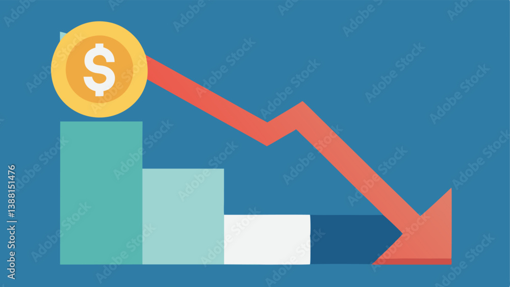 Poster currency decline an illustration of a currency note generic design with a downward arrow and diminis