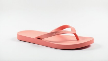 Fototapeta premium Close-up of a solitary flip-flop against a stark white backdrop , white, comfort, vacation