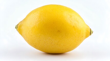 A single yellow lemon sitting on a white surface close up view