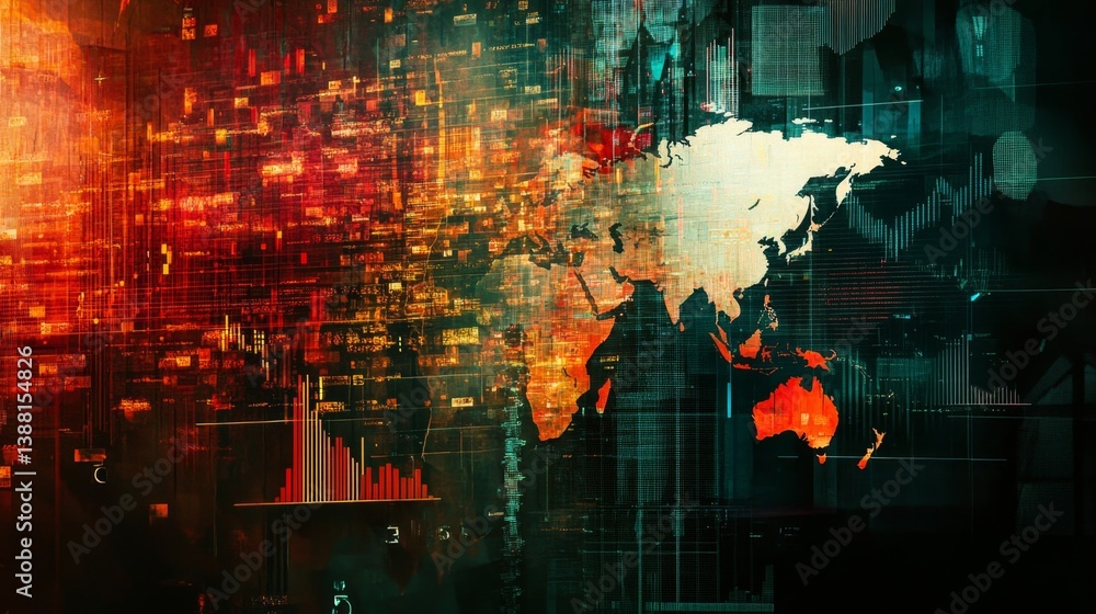 Poster global data visualization and analytics digital space infographic technology aerial perspective info
