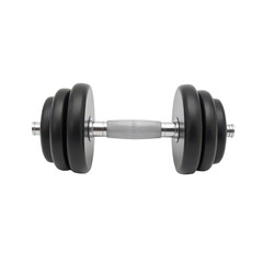 Naklejka premium Black Dumbbell with Chrome Handle Isolated on Black Background