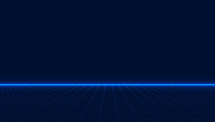 Perspective grid. Abstract wireframe landscape