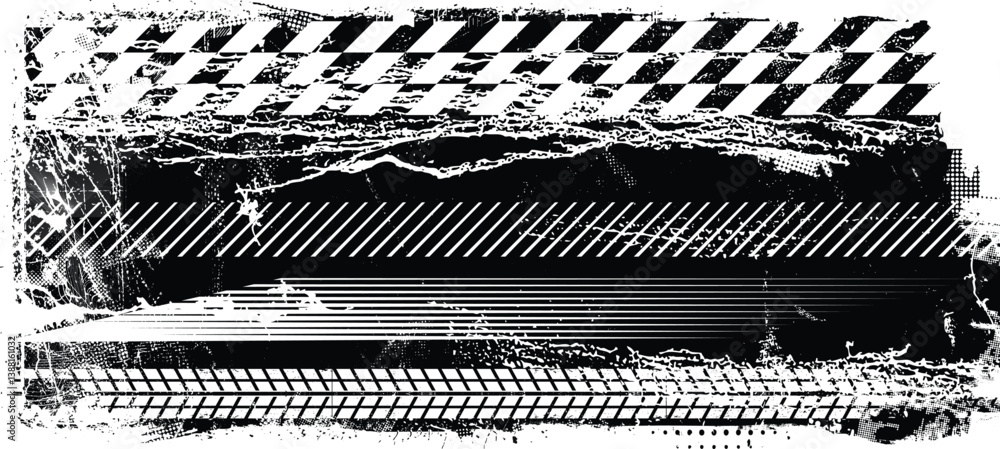 Aufkleber Grunge textured banner with rough edges. Halftone dots texture. Overlay grunge texture . Simply place texture over any object to create grunge effect . Banner with scratched surface for your design. 
