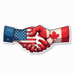 US Canada trade tensions represented by a powerful handshake artwork