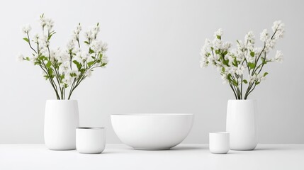 Minimalist white decor with flowers