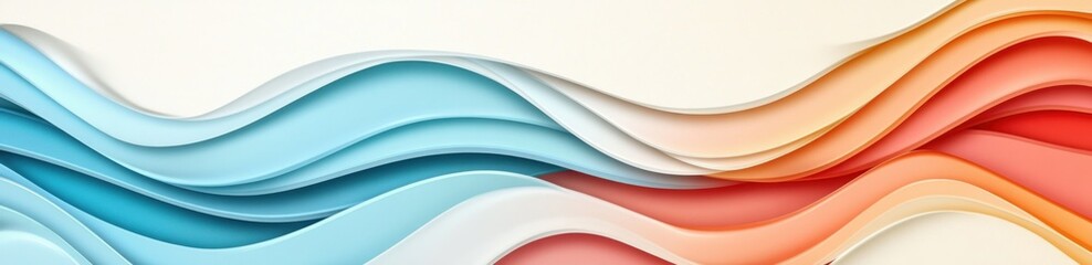 Obraz premium Abstract layered waves in shades of blue orange and red