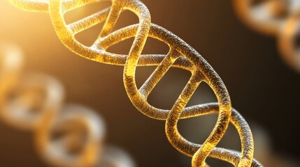Cellular biology style. DNA double helix structure with a glowing background.