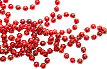 red beads on white background