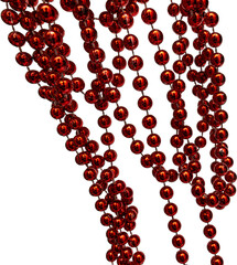 red beads on white background