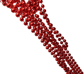 red beads on white background