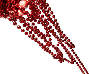 red beads on white background
