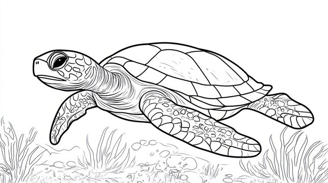 Black and white sea turtle coloring page