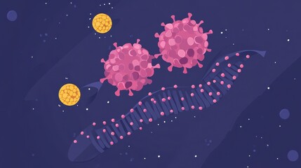 Colorful Illustration of Virus and RNA Structure