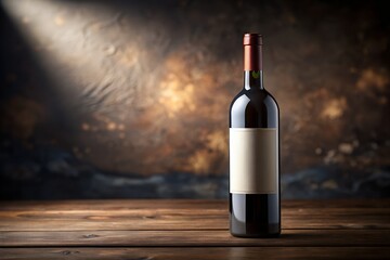 Fototapeta premium Elegant Light Rose Wine Bottle Mock up on Soft Pastel Surface for product branding