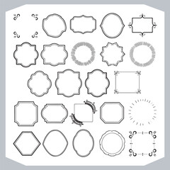 Decorative Calligraphic Ornamental Frames Set for Elegant Vintage Label Designs