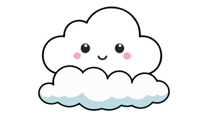 cute smiling cloud vector outline illustration