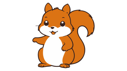 Cute Cartoon Squirrel with Playful Expression and Bushy Tail Illustration, Adorable cartoon squirrel illustration featuring a cheerful expression and bushy tail,