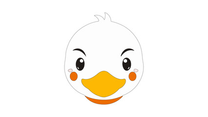 Cute Duck Cartoon Character with Cheerful Expression and Orange Beak, Bright and charming depiction of a cartoon duck face icon vector illustration