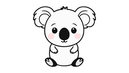 Adorable Cartoon Koala Illustration Sitting with Blush Cheeks and Cute Expression, Illustration of a cute cartoon koala sitting with a gentle appearance