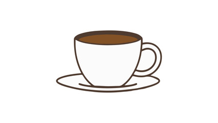 Illustration of a Coffee Cup on a Saucer with Warm Beverage, An artistic illustration of a white coffee cup placed on a matching saucer