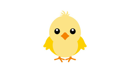 Cute Cartoon Yellow Chick Illustration with Adorable Expression and Bright Colors, Illustration depicting a cartoon yellow chick with adorable big eyes and a cute expression