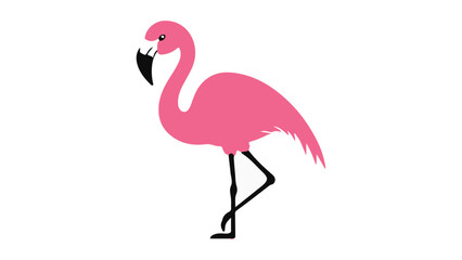 Naklejka premium Pink Flamingo Illustration with black legs in Simple Style, Colorful illustration of a pink flamingo standing on one leg