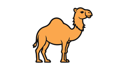 Illustration of a Cartoon Bactrian Camel with Cute and Playful Features, Cartoon art illustration of a camel simple icon cartoon 