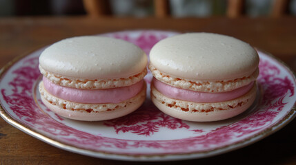 Fototapeta premium French macarons--delicate pastries made from egg whites, featuring two smooth shells joined by a luscious, chewy filling, available in an array of vibrant colors