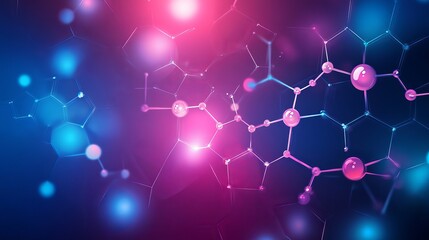 Abstract network with pink and blue nodes and connections on a dark gradient background design element