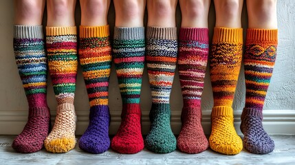 Colorful striped knee high socks variety