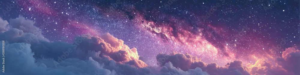 Aufkleber expansive view of a colorful galactic nebula filled with clouds and stars in the vast universe