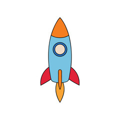 cartoon rocket isolated on white