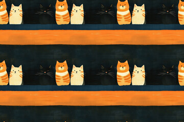 Whimsical Cat Pattern: Colorful Abstract Feline Design