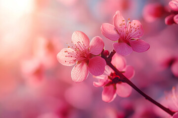 Close-Up of Pink Plum Blossom in Spring – Vibrant Floral Bloom
